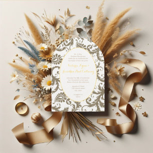 Charcoal Grey and Yellow Wedding Invitations