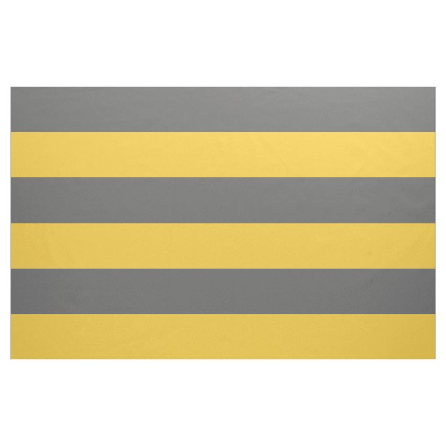 Charcoal Grey and Yellow Wide Stripes Large Scale Fabric (Yard)