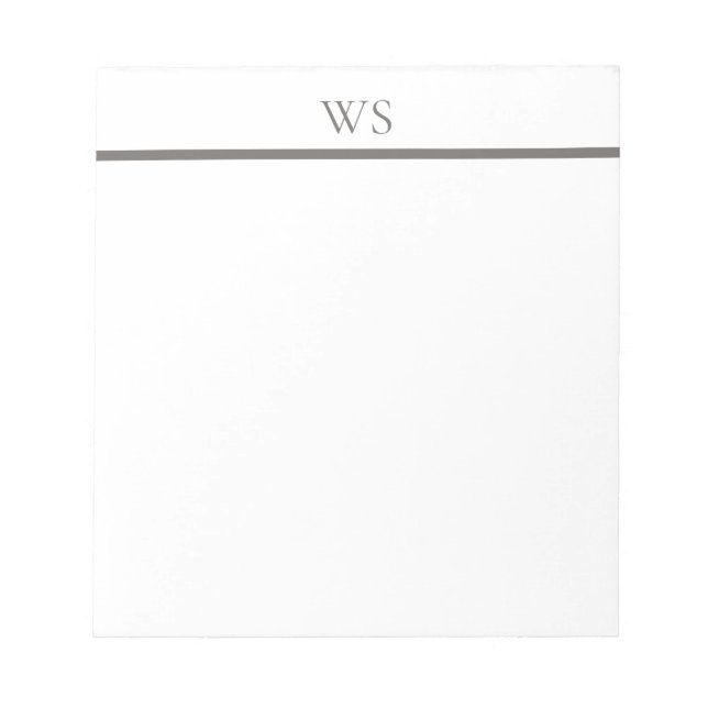 Charcoal Grey Bar Monogram Personalised Notepad (Front)