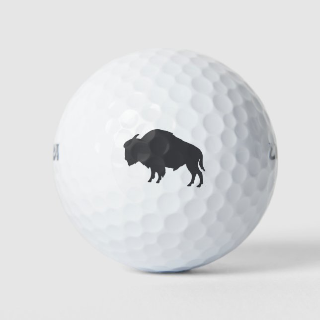 Charcoal Grey Bison Silhouette Golf Balls (Front)