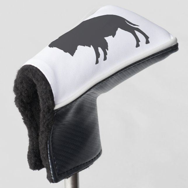 Charcoal Grey Bison Silhouette Golf Head Cover (3/4 Front)