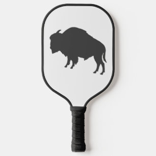 Charcoal Grey Bison Silhouette Wild Animal Pickleball Paddle