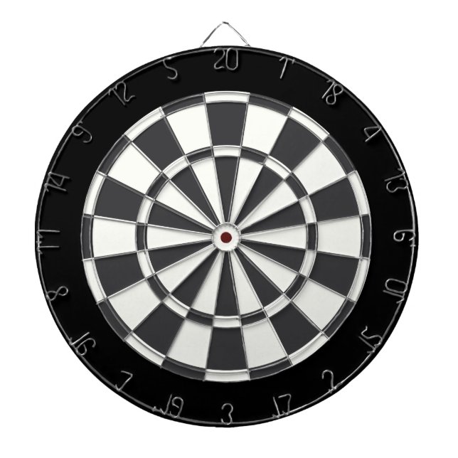 Charcoal Grey Black And White Dartboard (Front)