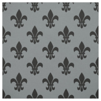 Charcoal Grey, Black Fleur De Lis Pattern Sz6 Fabric