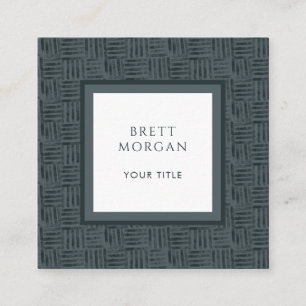 Charcoal Grey Black Lines Square Business Card