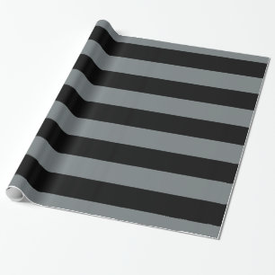 Charcoal Grey Black XL Stripes Pattern V Wrapping Paper