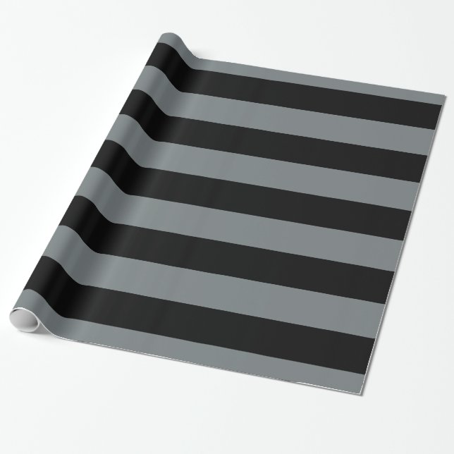 Charcoal Grey Black XL Stripes Pattern V Wrapping Paper (Unrolled)