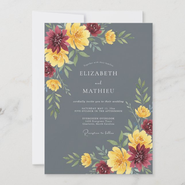 Charcoal Grey Bold Fall Wedding Invitation (Front)