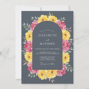 Charcoal Grey Bold Summer Wedding Invitation