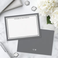 Charcoal Grey Border Minimalist Name Monogram