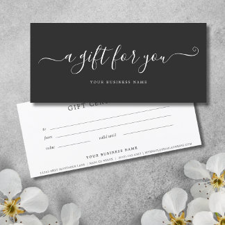 Charcoal Grey Business Gift Certificate Elegant