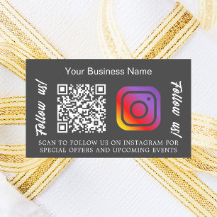 Charcoal grey business name qr code Instagram Rectangular Sticker