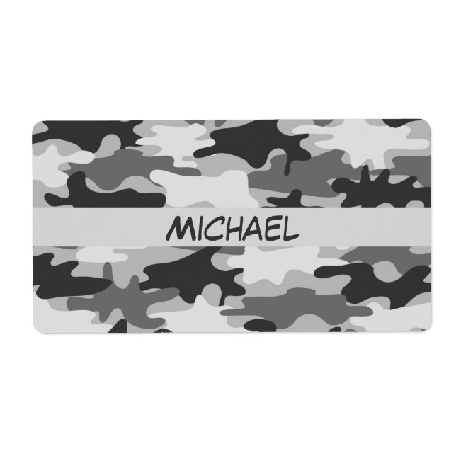 Charcoal Grey Camo Camouflage Name Personalised (Front)