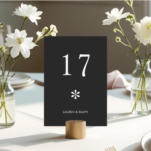 Charcoal Grey   Chic Minimal Typography Wedding Table Number