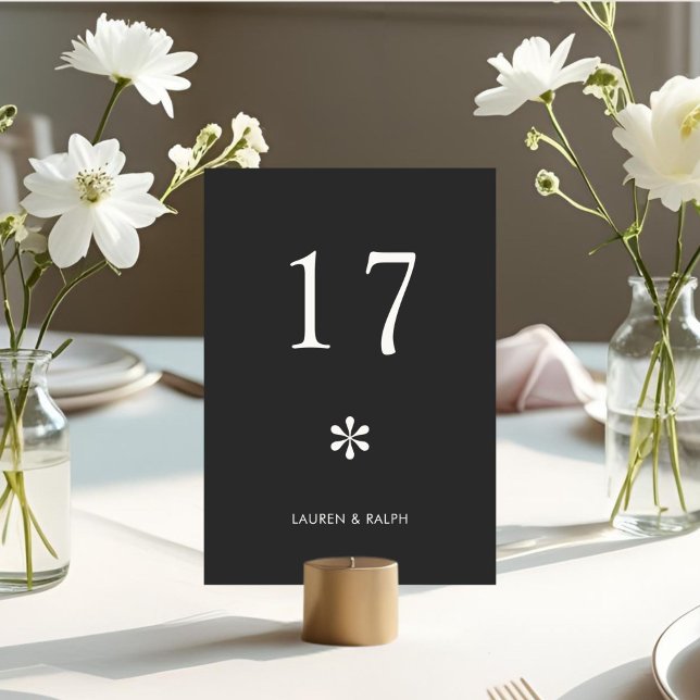 Charcoal Grey | Chic Minimal Typography Wedding Table Number (Creator Uploaded)