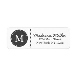 Charcoal Grey Circle Dots Custom Monogram