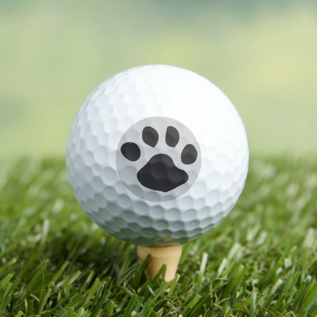 Charcoal Grey Colour Paw Print Design Golf Balls (Insitu Tee)