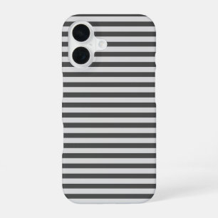 Charcoal & Grey Cute Horizontal Striped iPhone 16 Case
