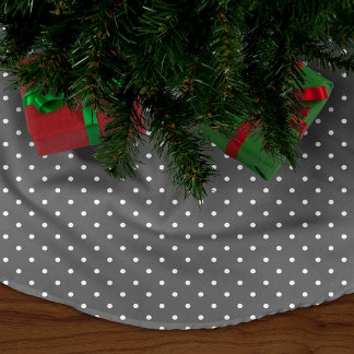 Charcoal Grey Cute Polka Dots Fleece Tree Skirt