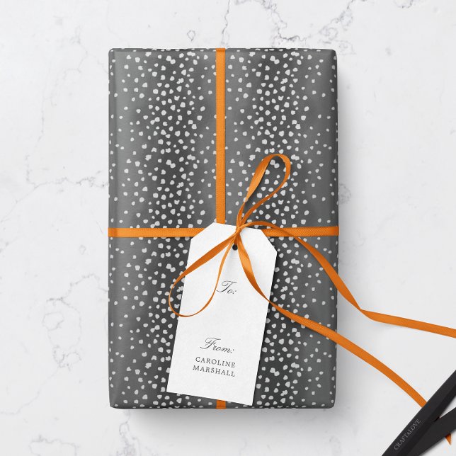 Charcoal Grey Deer Fawn Spots Wrapping Paper (animal print baby deer fawn spot patterned gift wrapping paper in dark charcoal gray)