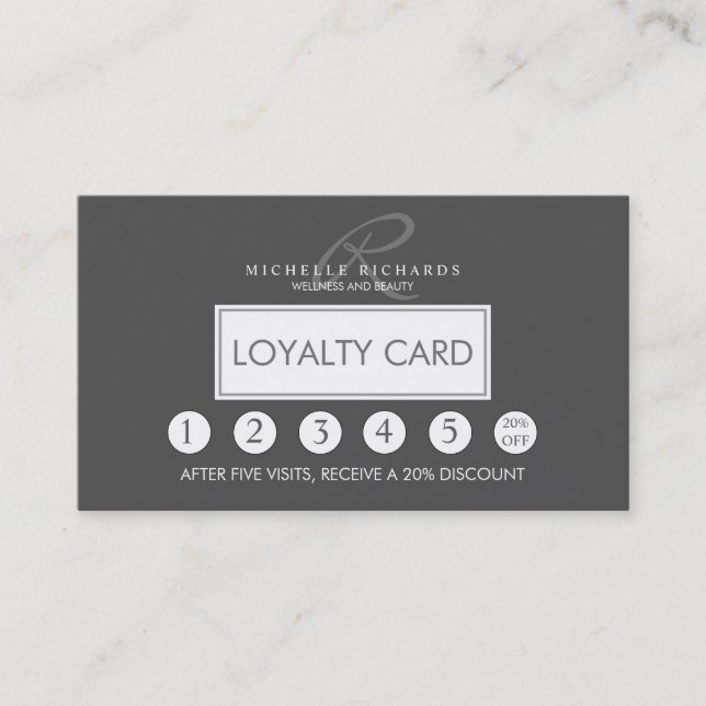 Charcoal Grey Elegant Minimalist Loyalty Card (Front)