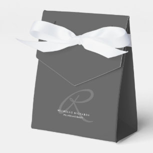 Charcoal Grey Elegant Minimalist Monogram Favour Box