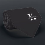 Charcoal Grey Elegant Monogram   Name | One-Sided Tie<br><div class="desc">An elegant one-sided necktie featuring a bold white monogram across a Charcoal Grey background. On top of this monogram sits your first or last name spelled out in all capitals. Over 40 unique colors are available in both one-sided and two-sided versions. You can browse them by clicking the collection link....</div>