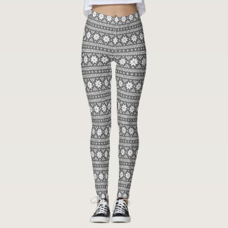 Charcoal Grey Fair Isle Leggings