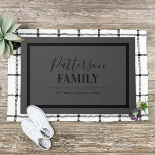Charcoal Grey Family Monogram Doormat