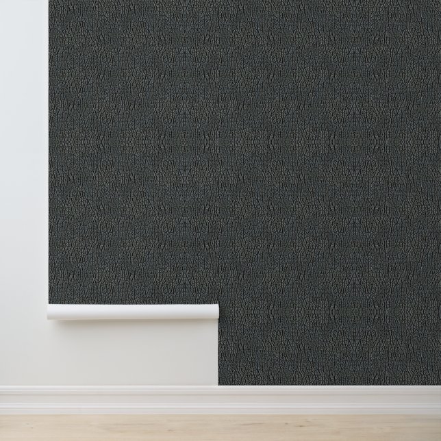 Charcoal Grey Faux Leather Textured  Wallpaper (Application)