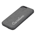 Charcoal Grey Faux Linen Texture Custom Monogram