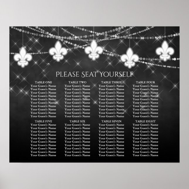 Charcoal Grey Fleur de Lis Lights | Seating Chart (Front)