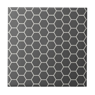 Charcoal Grey Geometric Honeycomb Hexagon Pattern Tile