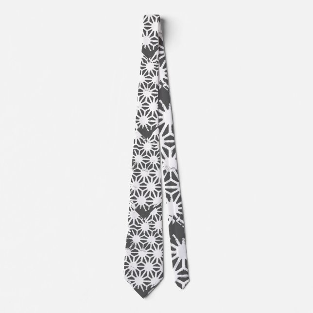 Charcoal grey geometric pattern tie (Front)