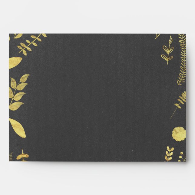 Charcoal Grey & Gold Floral Wedding Envelopes (Front)