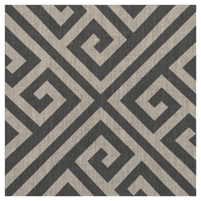 Charcoal Grey Greek Key Large Scale Fabric (Swatch)