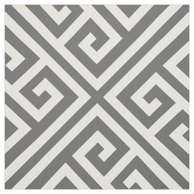 Charcoal Grey Greek Key Large Scale Fabric (Swatch)