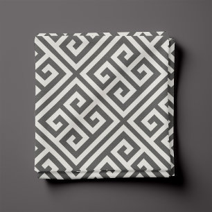 Charcoal Grey Greek Key Pattern Fabric
