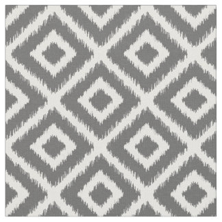 Charcoal Grey Ikat Diamonds Fabric