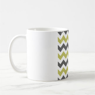 Charcoal Grey & Lemon Chevron – Crisp White Zigzag Coffee Mug