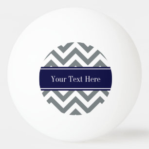 Charcoal Grey Lg Chevron Navy Blue Name Monogram Ping Pong Ball
