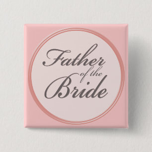 Charcoal grey light pink Father of the Bride 15 Cm Square Badge