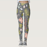 Charcoal Grey, Lime Green and Coral Print Leggings<br><div class="desc">The modern colour combo on these print leggings combined with the botanical and flowered pattern,  are sure to turn some heads. These leggings have a charcoal grey background with a bright and bold print in coral pink,  lime green,  light blue and white depicting leaves and flowers.</div>