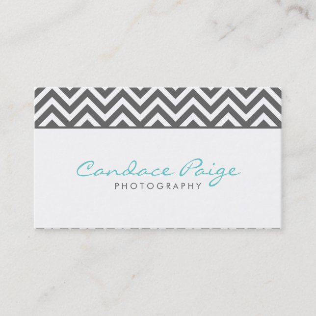 Charcoal Grey Modern Chevron Stripes Business Card (Front)