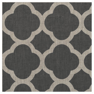 Charcoal Grey Modern Quatrefoil Large Scale Fabric
