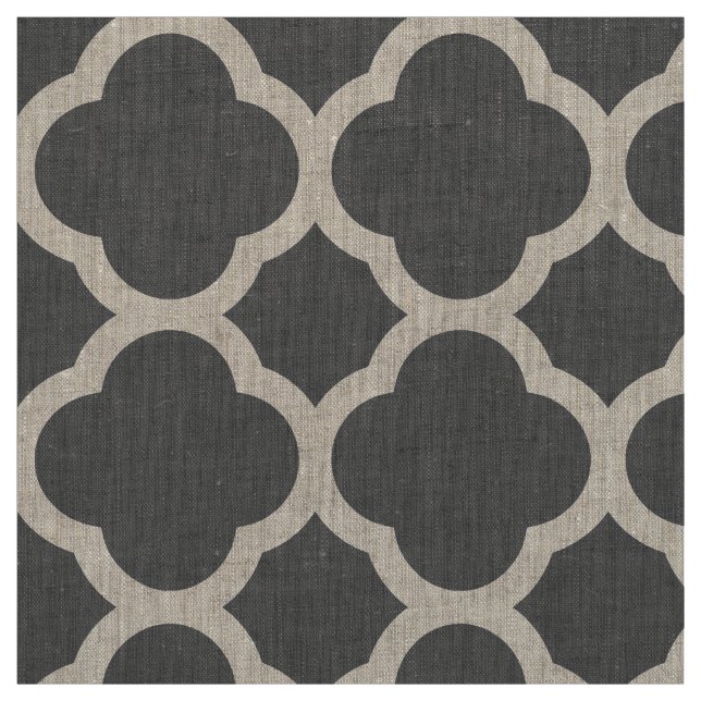 Charcoal Grey Modern Quatrefoil Large Scale Fabric (Swatch)