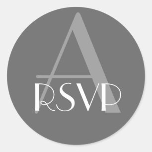 Charcoal Grey Monogram A RSVP Seal