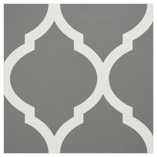 Charcoal Grey Moroccan Quatrefoil Large Scale Fabric (Swatch)