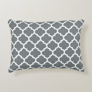 Charcoal Grey Moroccan Quatrefoil Pattern #5 Decorative Cushion