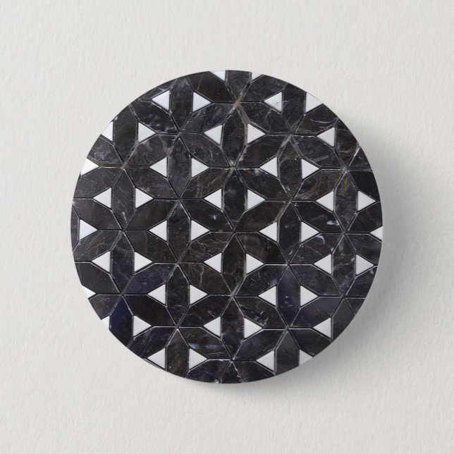 Charcoal Grey Mosaic |  flower of life pattern 6 Cm Round Badge (Front)